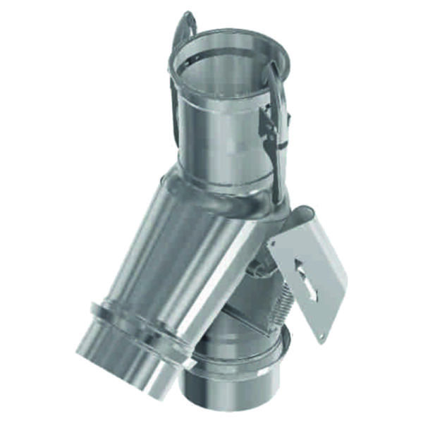 Two way valve 1x45° for grain blower pipe